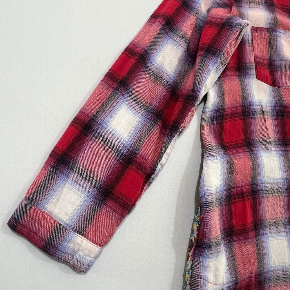 Soft Surroundings Flannel Tapestry Floral Back Tunic Shirt XL Boho Mixed Media - Picture 12 of 13